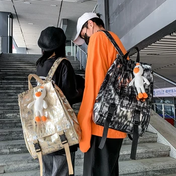 

Unique personality and bright backpack 2020 new men and women trend all-match casual large-capacity backpack