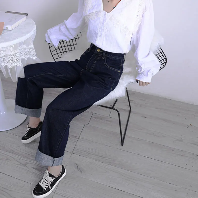 Neploe 2020 Autumn New Jeans Pants Korean High Waist Straight Long Trousers Causal Demin Women Pants Mujer Pantalones 4D994