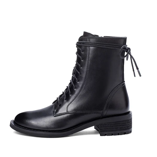 Спереди на шнуровке для повседневной носки; сезон осень; обувь из лакированной кожи на высоком массивном обувь в стиле милитари; Высокий каблук; обувь из натуральной замшевой размера плюс армейские женские большие размеры - Цвет: Black matte
