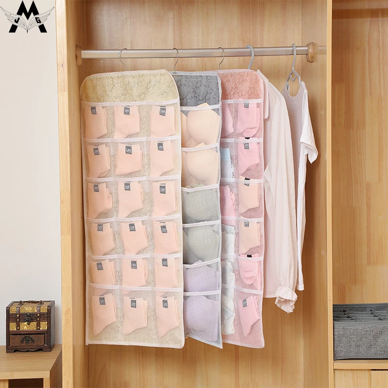 

Multi-grid Storage Hanging Bag Closet Organizer Underwear Storage Bag Non-woven Wall Multi-layer Mobile Phone Hanging Bag