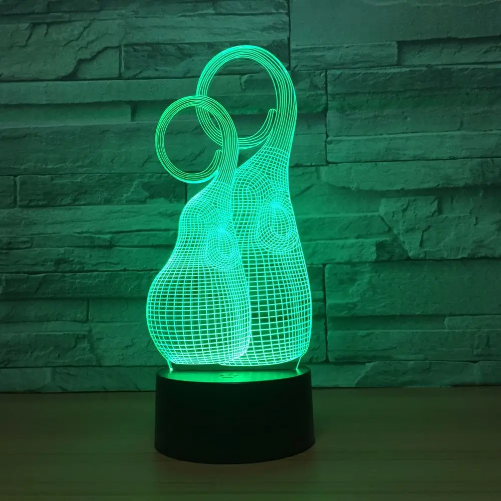 Lucky Elephant форма графика ночник акрил 3D лампа USB креативная Иллюзия атмосфера Новинка ночные светильники Настольная лампа