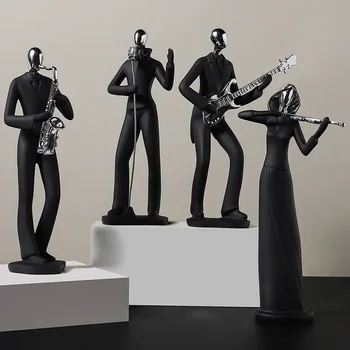 

Modern Musician Band Statue Instrumentalist Sculpture Living Room Wine Cabinet Livehouse Bar Decorations Creative Ornaments