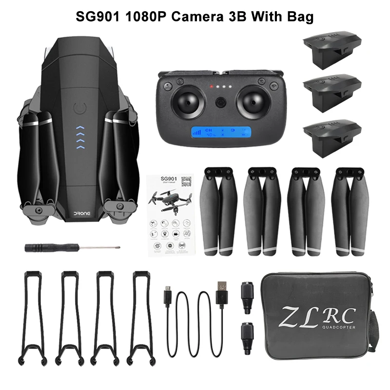 SG901 1080P 3B CB SG901 Радиоуправляемый Дрон 4K HD камера/1080 P WiFi FPV профессиональная оптическая камера с потоком Дрон 18 минут RC Квадрокоптер VS Xs816 S17 SG106 - Цвет: SG901 1080P 3B CB