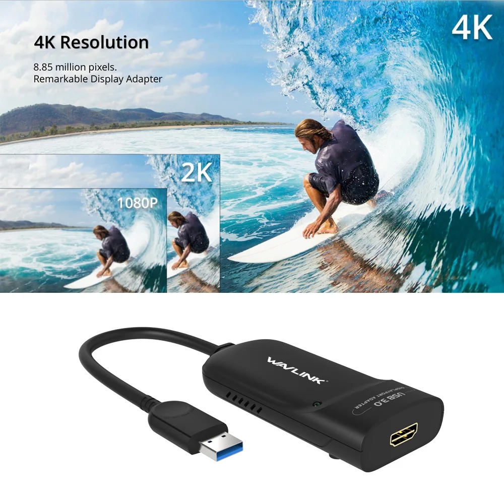  Wavlink USB 3.0 To 4K HDMI Display Adapter Multi Monitor Video Graphic Adapter HD 3840x2160 output 