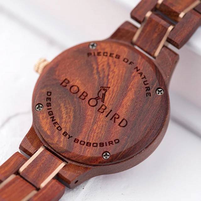 BOBO BIRD Women Watch Fashion Wooden Japanese Quartz Movement Wristwatch Luxury Red Sandalwood Timepiece Gift Box часы женские 3