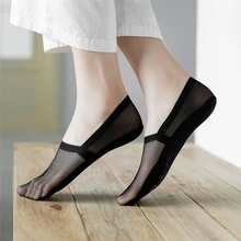 

Fashion Sock Slippers Women 2021 New Women Invisible Sock Slippers Color Thin Mesh Transparent Women's Socks Korea Style