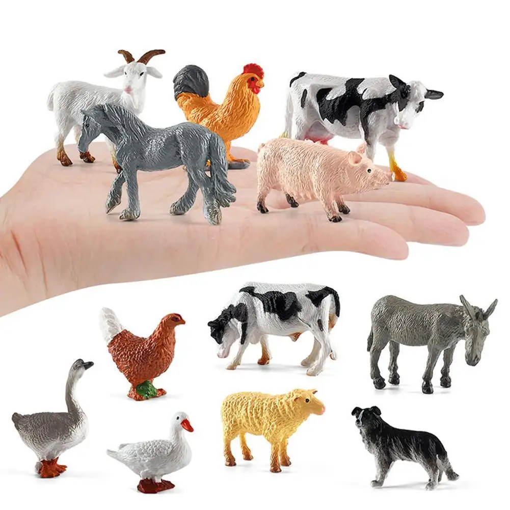 Mini Farm Animal Figurines Wild Lion Simulation Animals Tiger Elephants Action Figures Wild Model Educational Toys Gifts 3