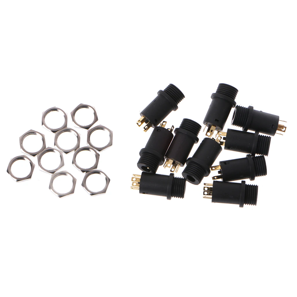 

New 10 Pcs 3.5mm 4 Channel Female Headphone Stereo Jack Panel Mount Connector Gold Plated