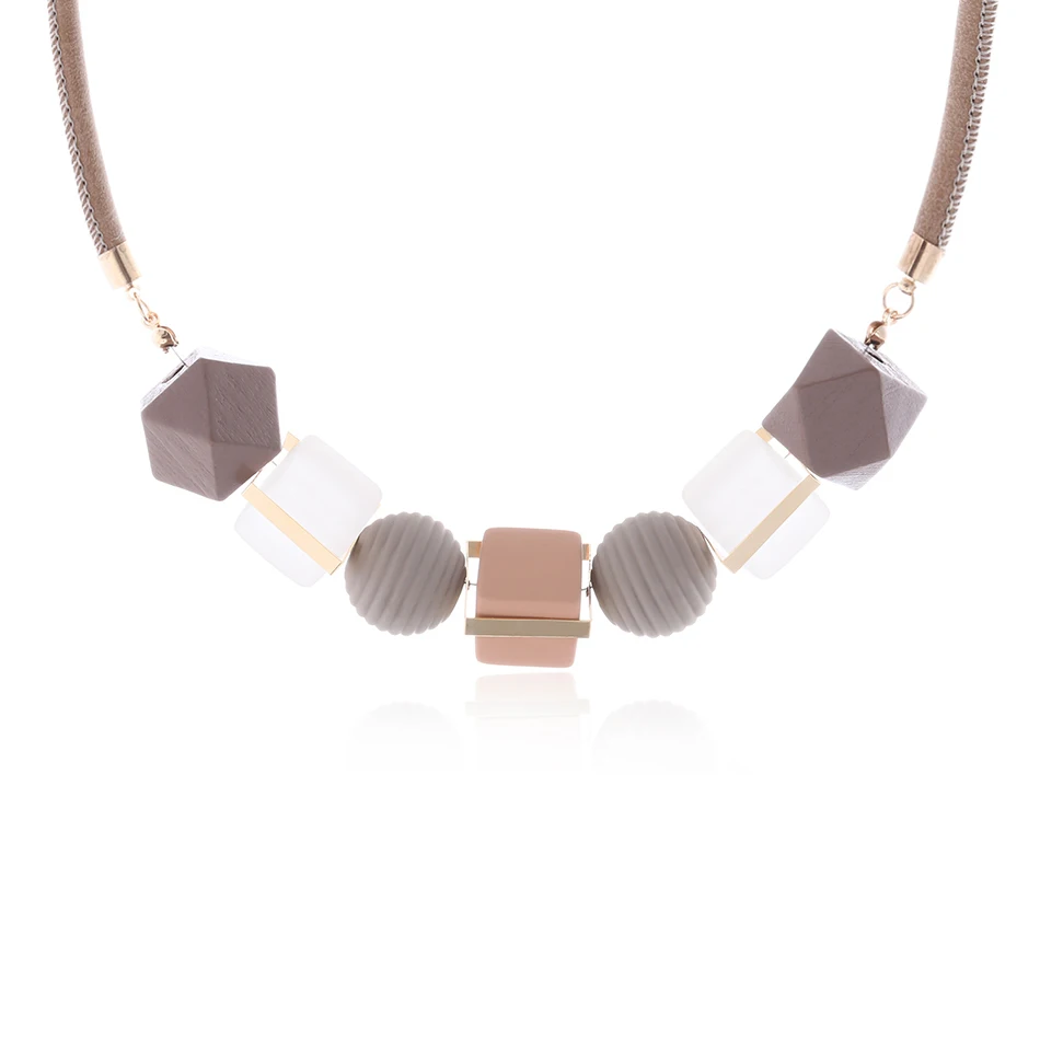 Подходящее женское ожерелье эффектное ожерелье s& Кулоны ожерелье из деревянных бусин для женщин ювелирные изделия MX012 - Окраска металла: PINK