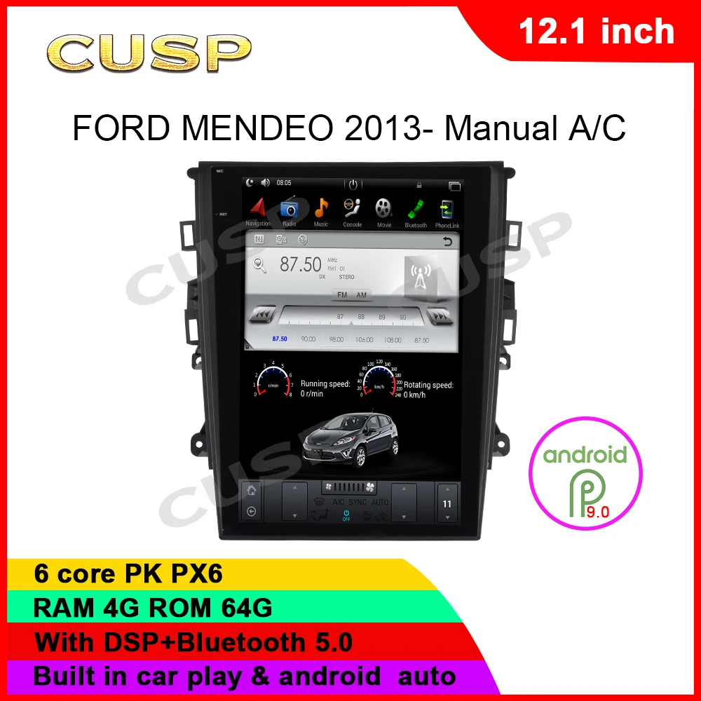 

Tesla Style Android 9 4G+64 Car GPS Navigation Carplay For Ford Fusion/Mondeo 2013- Car Auto Stereo Multimedia Player HeadUnit