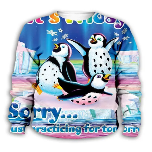 Kids 3D Print set girls boy hooded Lisa Frank children colorfull hoodies Long Sleeve penguin printing sweatshirts jacket t shirt