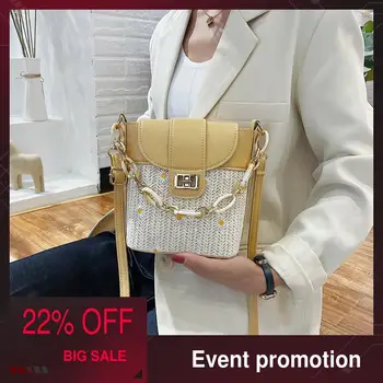 

Ladies shoulder bag soap opera same paragraph mini portable woven frame oblique embroidered small daisy change clutch handbag
