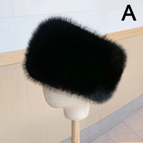 Autumn Winter Warm Faux Fur Plush Hat Thicken Furry Empty Top Hat Caps Hat Outdoor Casual Headband Hat Clothes Accessories