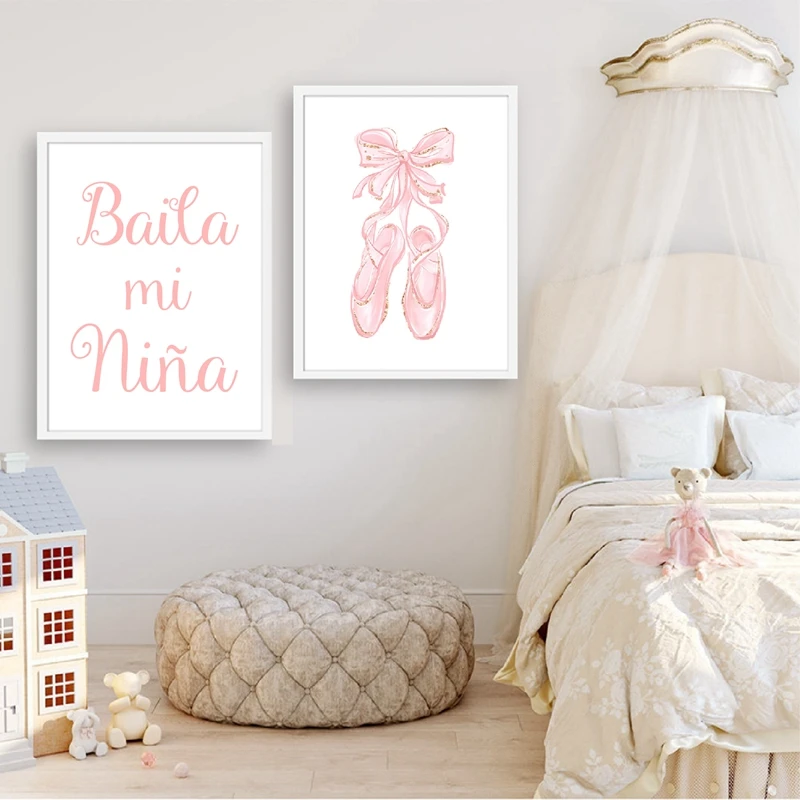Ballerina Wall Art Poster Baby Girl Nursery Decor