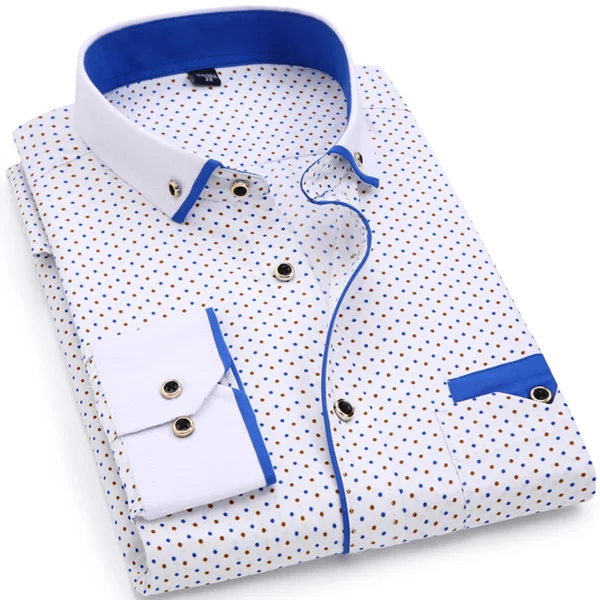 Мужская рубашка в горошек, приталенная, деловая, мужская, мягкая, удобная, с длинным рукавом, Повседневная рубашка, Foremise camisa masculina - Цвет: SH218