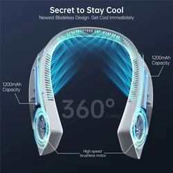 D2 USB Cooling Fan Mini Hanging Neck Air Fan Portable Leafless Silent Rechargeable Cooler for Travel 2021 New Cooling Fan 12V