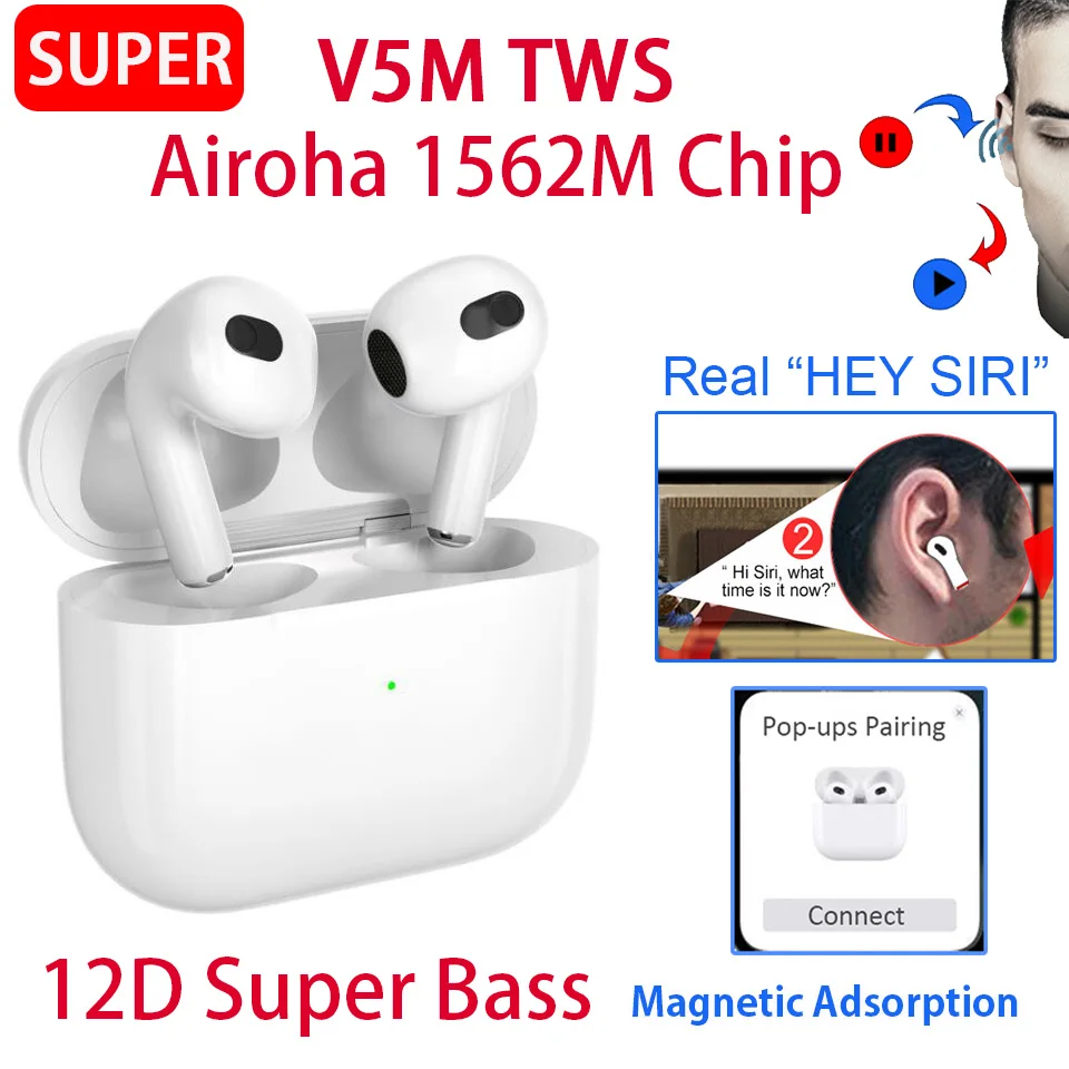 TWS-наушники V5F V5M PK V3M AIR Pro 3 4 беспроводные наушники AIR3 AIR4 Airoha микросхема 1562 м