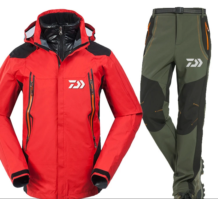 Дайв Рыбалка одежда осень зима мужские спортивные наборы походные куртки для рыбалки и штаны рыболовные флисовые теплые уличные пуховые пальто