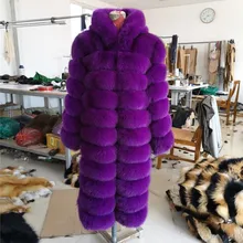 

Luxury New Women Female Winter Long Fur Coat Real Fox Fur Parka Overcoat Thick Warm Genuine Fox Fur Coat Outdoor Outwear