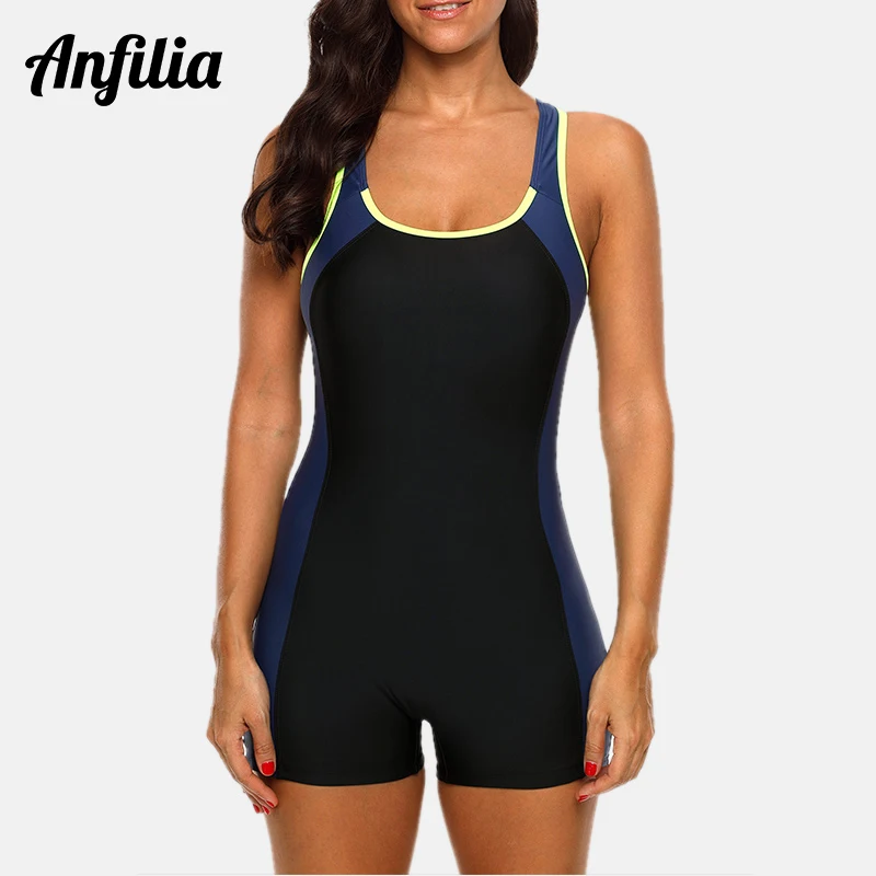 Sports Swimwear Bathing-Suits Colorblock Beach-Wear One-Piece Women Open-Back Anthletic