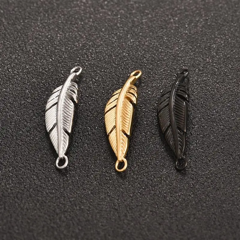 

Fashion Feather Beads Stainless Steel Slide Bead For Original Charms Bracelet Jewelry Making Hole 2.43mm Wholesale Accessories