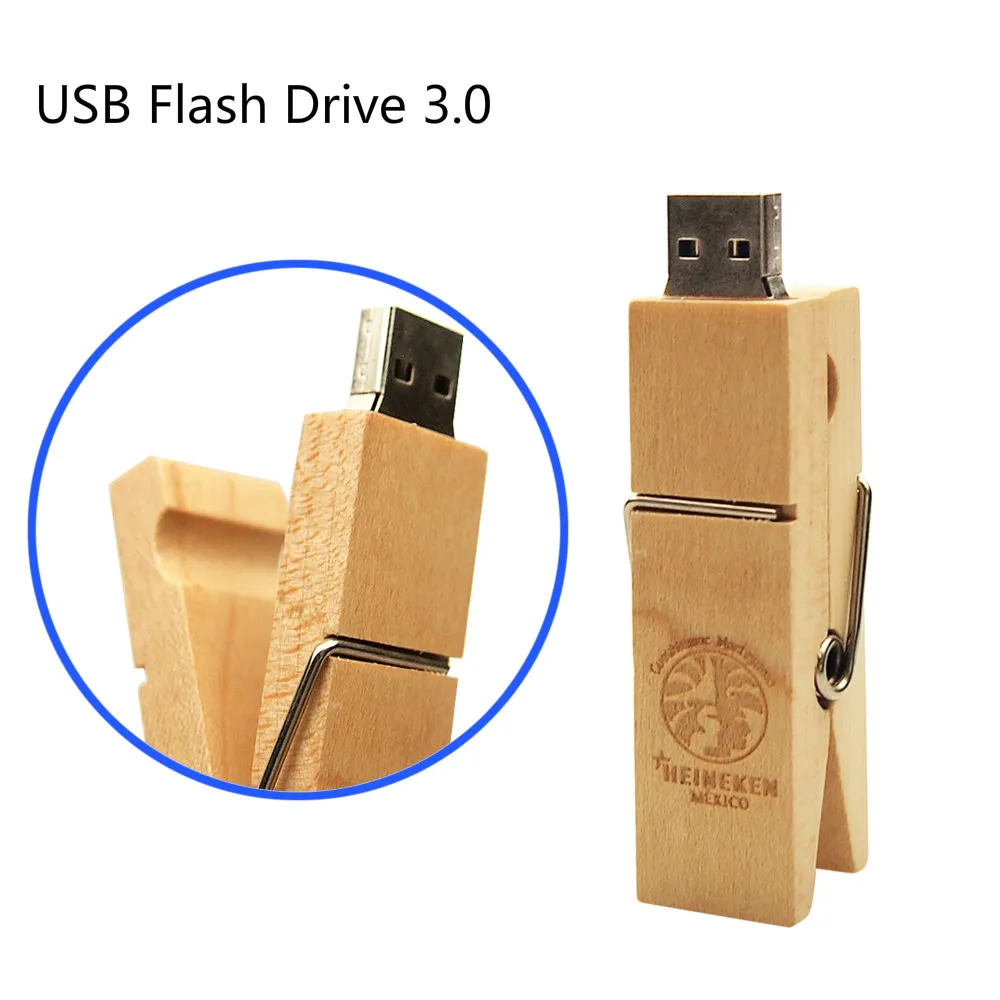 USB флеш накопитель В креативном стиле с деревянным зажимом 3 0 дюйма 8 ГБ 16 32 64 ГБ|usb