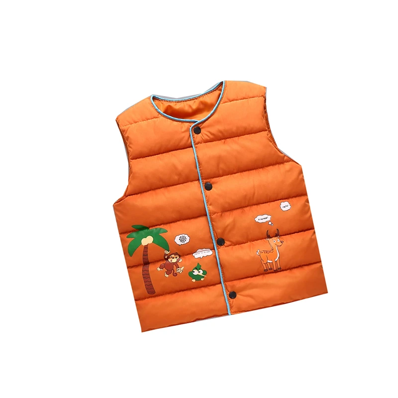 От 2 до 7 лет Теплая стеганая жилетка для маленьких девочек и мальчиков, пальто, верхняя одежда, куртка-светильник, жилет с мультипликационным принтом - Цвет: E