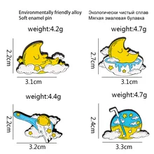 

Cartoon Romantic Starry Sky Combination Slloy Brooch Jewelry Pin Badge Weather Jewelry Gift Anime Personality All Season