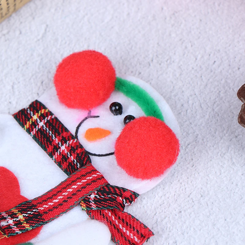8pcs Christmas Decorations Snowman Tableware Holder bag Fork Knife Cover Pocket