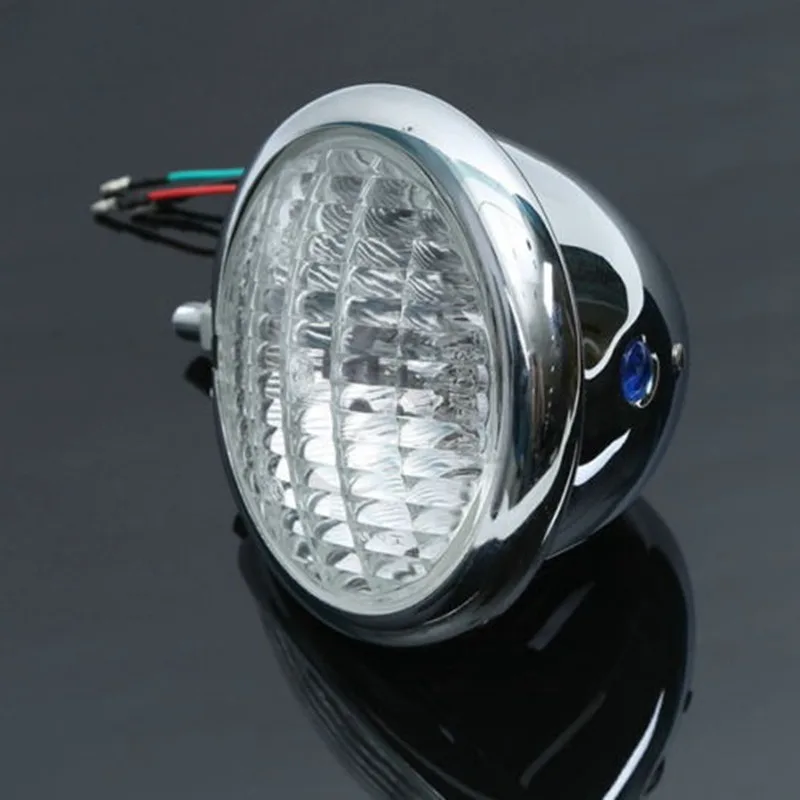 Motorcycle Black/Chrome 4" Metal H4 Mini Custom Headlight For Harley Sportster Curiser Road King - Цвет: Chrome