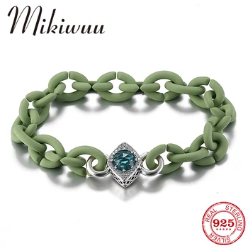 

Simple Style Silver-color Like Crystal CZ beads reflection X Bracelet femme Fine Jewelry Gift Hard Rubber bracelet 2019