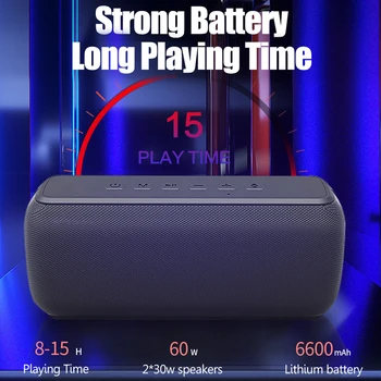 

60W Type-C Big Power Wireless Waterproof Bluetooth Speaker Portable Column DSP Bass TWS Subwoofer Music Center Soundbar FM TF