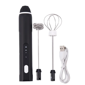 

Mini Mixer Milk Frother Drink Foamer Cream Whisk Cooking Mixer Handheld Stirrer Coffee Egg Beater-Rechargeable Black