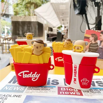 

For Airpods Case,3D French Fries Case For Airpods 1/2 Case,Soft Silicone Earphone Headphone Cover For Airpods Pro Case