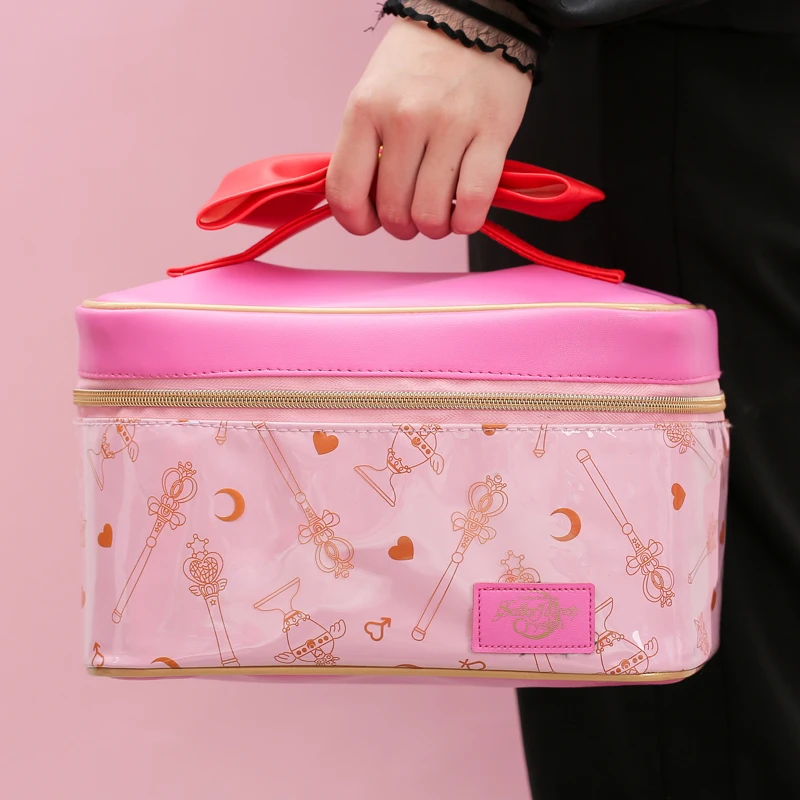 Японская Милая мультяшная косметичка Сейлор Мун, Большая вместительная сумка для хранения, водонепроницаемая ПВХ сумка для мытья, косметичка