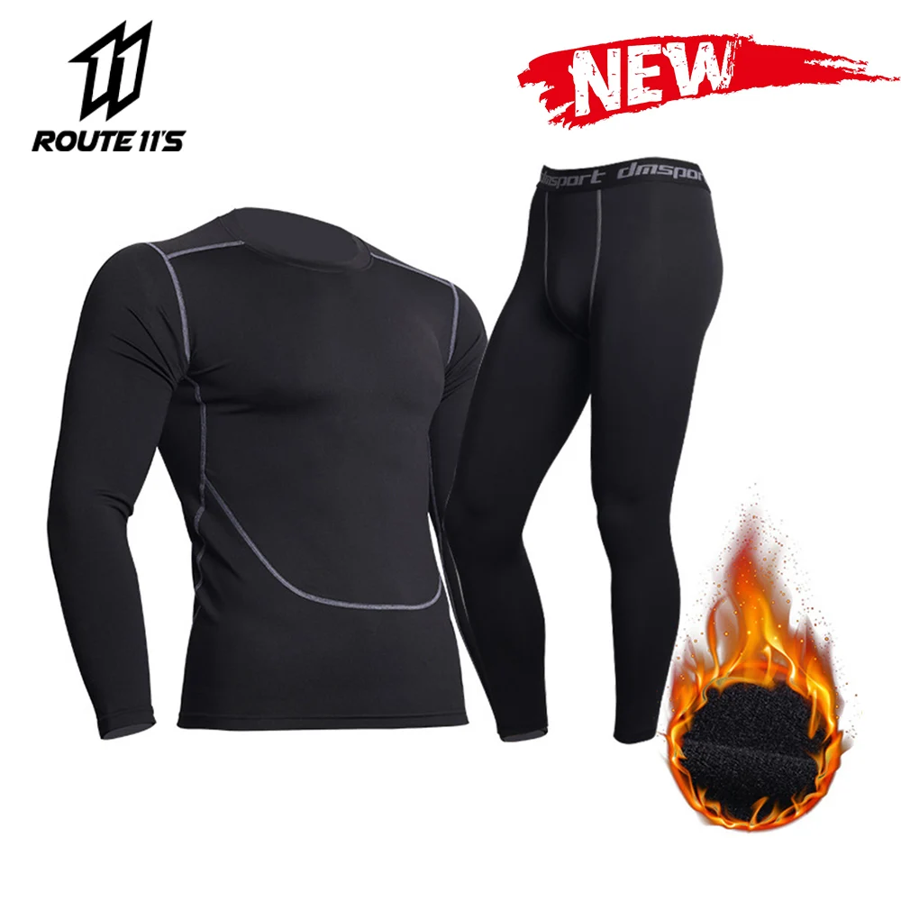

New Motorcycle Skiing Fleece Lined Thermal Underwear Set Base Layer Winter Warm Long Johns Shirts & Tops Bottom Men's Suit
