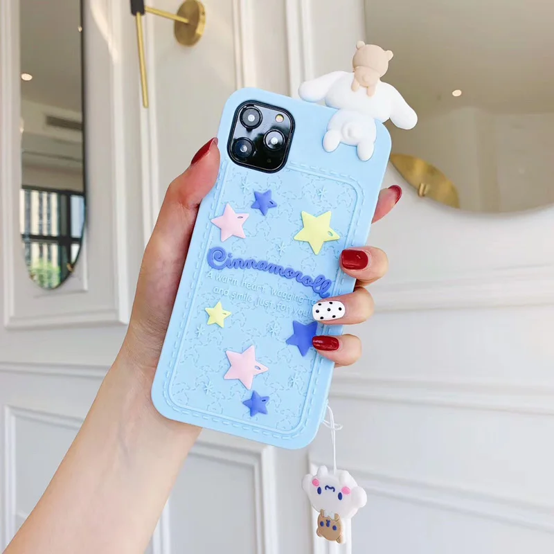 Модный японский 3D мультфильм Мелодия Cinnamoroll чехол для телефона для iPhone 11 Pro X XS Max XR 6 6S 7 8 Plus силикагель чехол с ремешком