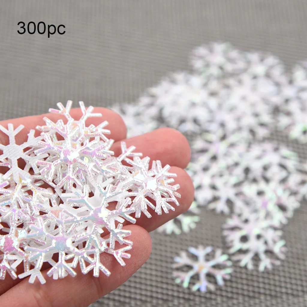 300 Pieces/Pack Snowflakes Christmas Ornament Xmas Tree Hanging Decoration Holiday Garden Christmas Wedding Party Snowflake#S