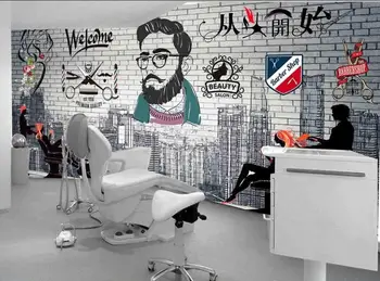 

Custom brick wall Europe and America from scratch hairdressing shop background wallpaper mural