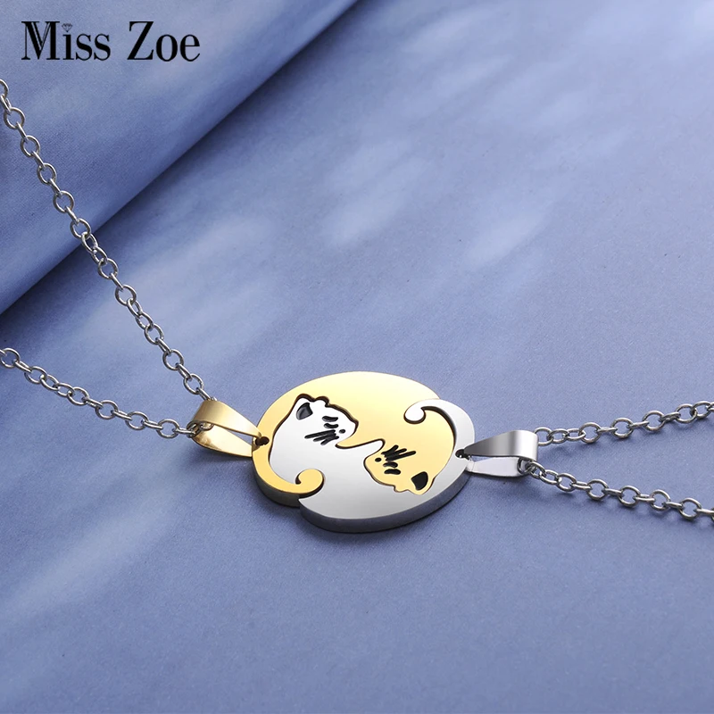 Cats Pendant Necklaces Couple BFF Birthday-Gift Tai-Chi Round Yin-Yang Lovers 8-Styles