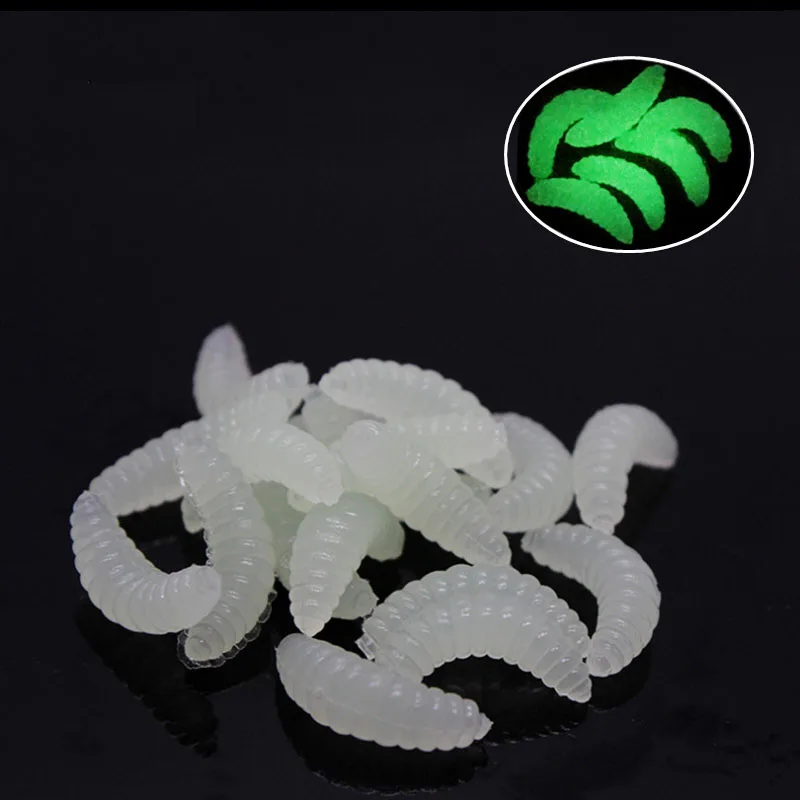 Leurres souples silicone 25/50/100 pièces 2cm - Vers luisants appâts carpe maggots glow