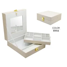  Pu Leather Simple Storage Jewelry Box Creative Home Earrings Necklace Jewelry Box Portable Dressing Case for Jewelry Gift Box 
