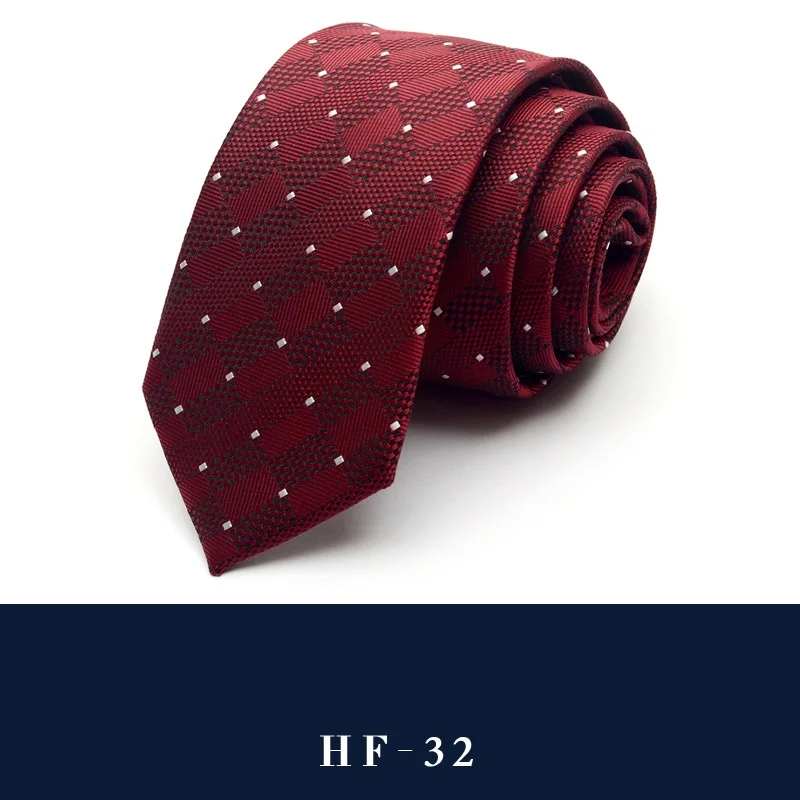 Высокое качество, новинка, шелковые свадебные галстуки для мужчин, тонкий галстук 6 см, дизайнерский бренд, 2,36 дюймов, черный шейный галстук с подарочной коробкой - Цвет: HF-32
