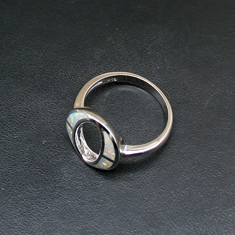 Gemstonefactory Jewelry Big Promotion Single Unique 925 Silver Mystical Fire White Opal Women Gifts Band Rings 7# 20214440