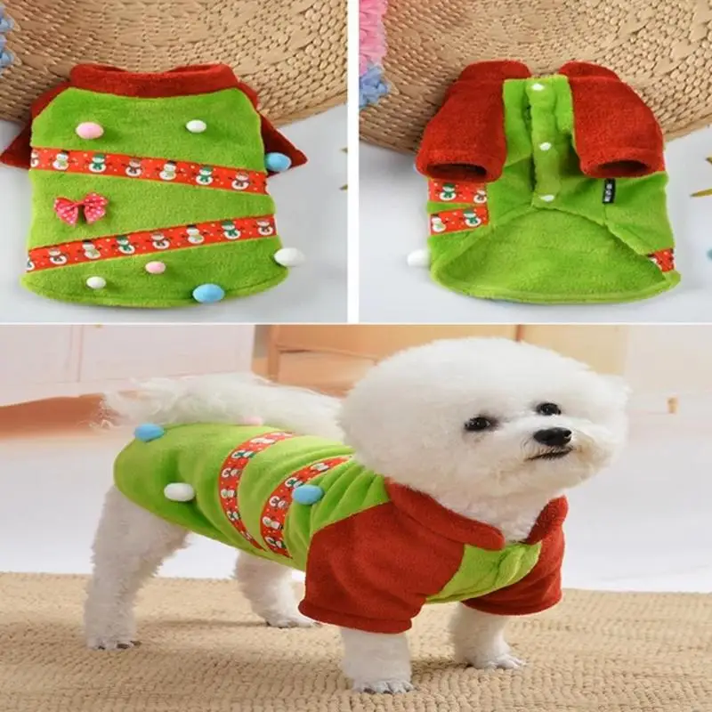 Snowman Stripe Dog Clothes Winter Warm Pet Dog Jacket Coat Puppy Christmas Clothing Hoodies For Small Medium Dogs Puppy Outfit