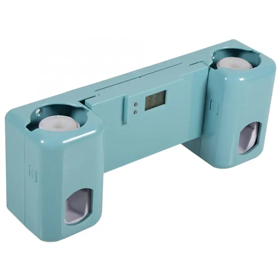 

Auto 2 Toothpaste Dispenser + 5 Tooth Brush Holder Wall Mount Stand Rack W/Clock Mount Bathroom Supplie Toiletries