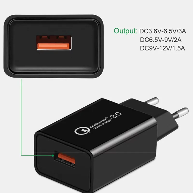 Универсальное зарядное устройство USB QC 3,0 для мобильного телефона xiaomi 9 8 mi 9t pro mi a3 для путешествий redmi 7a note7 8 note 8 7 pro