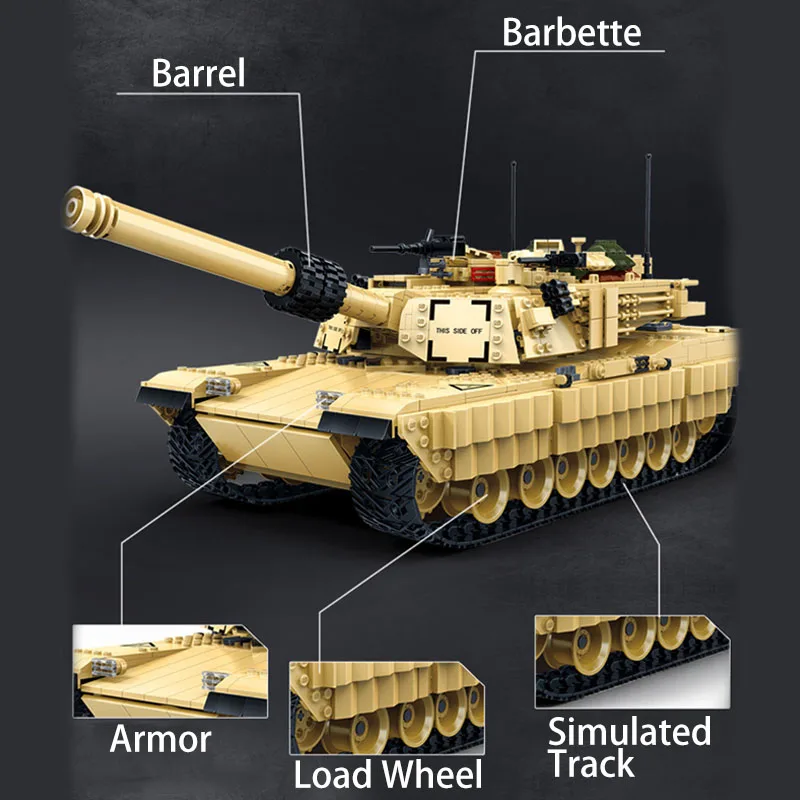 2155 шт 6102 M1A2 Abrams основной боевой танк строительные блоки Совместимые военные WW2 Кирпичи игрушки для детей рождественские подарки для мальчиков