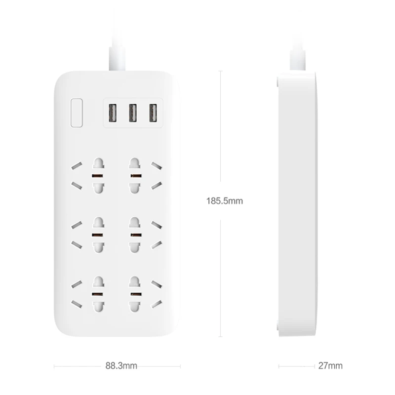 Xiaomi умный дом электронный блок питания розетка Быстрая зарядка 3 USB+ 6 розеток стандартная вилка EU US 1,8 м длина