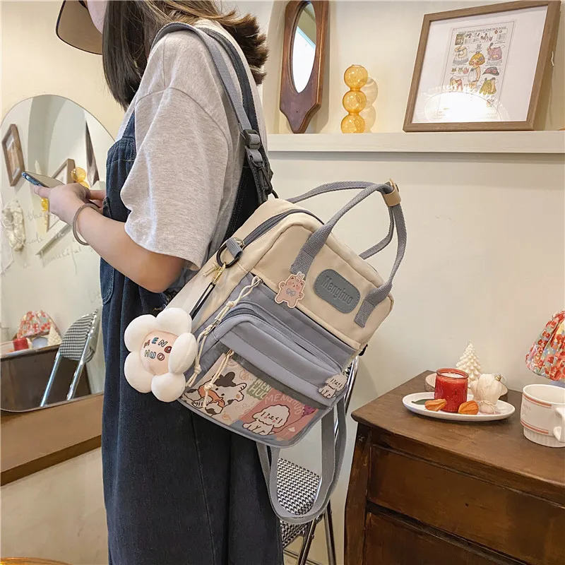 Korean Style Cute Mini Backpacks Women Waterproof Nylon Small Shoulder Bags For Teenage Girls Schoolbags Flower Travel Backpack